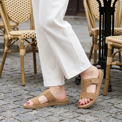 Image of Womens Comfortable Slides Sandals: Softy Memory Foam & Breathable Insole for Casual Walking - Slip-On Design & Lightweight Non-Slip Outsole for Daily Travel