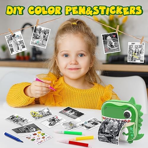 Skirfy Kids Camera Instant Print,Digital Camera for Kids with 5 Print Paper&32G TF Card&Reader,Dinosaur Selfie Camera with Color Pens&Stickers,48MP Video Camcorder with Lanyard,Gift for Boys Girls 5 51GhicaETXL. AC