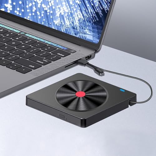 Lecteur CD DVD externe compatible Windows Mac Linux avec graveur noir USB - 7
