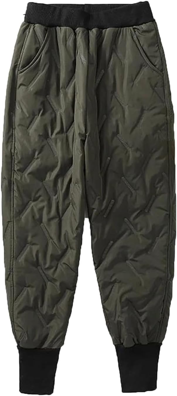 Mkjuuior Winter Snow Wear Down Cotton Jogging Pants Women's Warm Harem Pants Casual High Waist Thickened Long Sports Pants