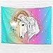 Produktbild Dofeely Unicorn Tapestry Wandteppich Picnic Beach Sheet Throw Bedspread, Home Dekor für Bed Dorm Decor White 230x150cm