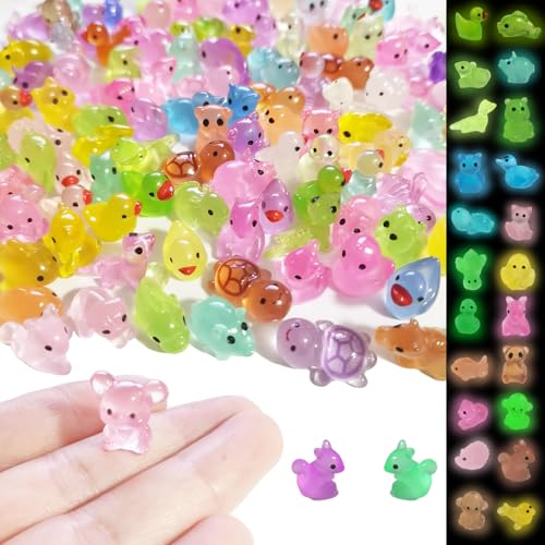 eodohun 150PCS Luminous Resin Animals Mystery Set, 20+ Mini Creature Assortment for Fairy Gardens, Aquariums & DIY Micro Landscapes, Non-Toxic Blind Box-Style Decor Collection