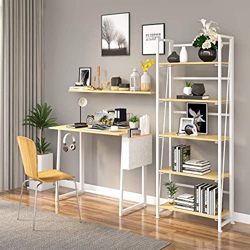 Ghqme No-Assembly Folding Bookshelf Storage Shelves 5 Tiers Vintage Multifunctional Plant Flower Stand Storage Rack Shelves Bookcase For Home Office(White) #TOP4