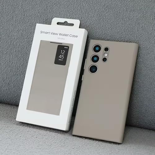 Image of Ultra-Hybrid for Samsung Galaxy S24 Ultra S-View Wallet Case - Protective Leather Cover with Smart Screen Display, Tap Control, Slim Design, and Built-in Card Holder Pocket Case (Titanium Gray)