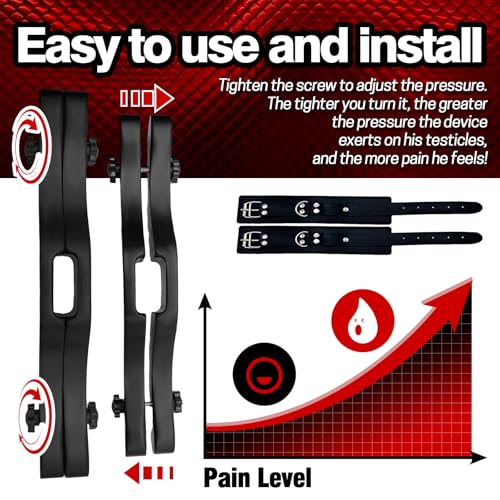 Image of Ball Stretcher with Adjustable Ankle Cuffs Testicle Crusher CBT BDSM Toys | Testicle crusher CBT with adjustable ankle cuffs, BDSM toys, suitable for CBT and bondage. Provides a snug, restrictive fit.