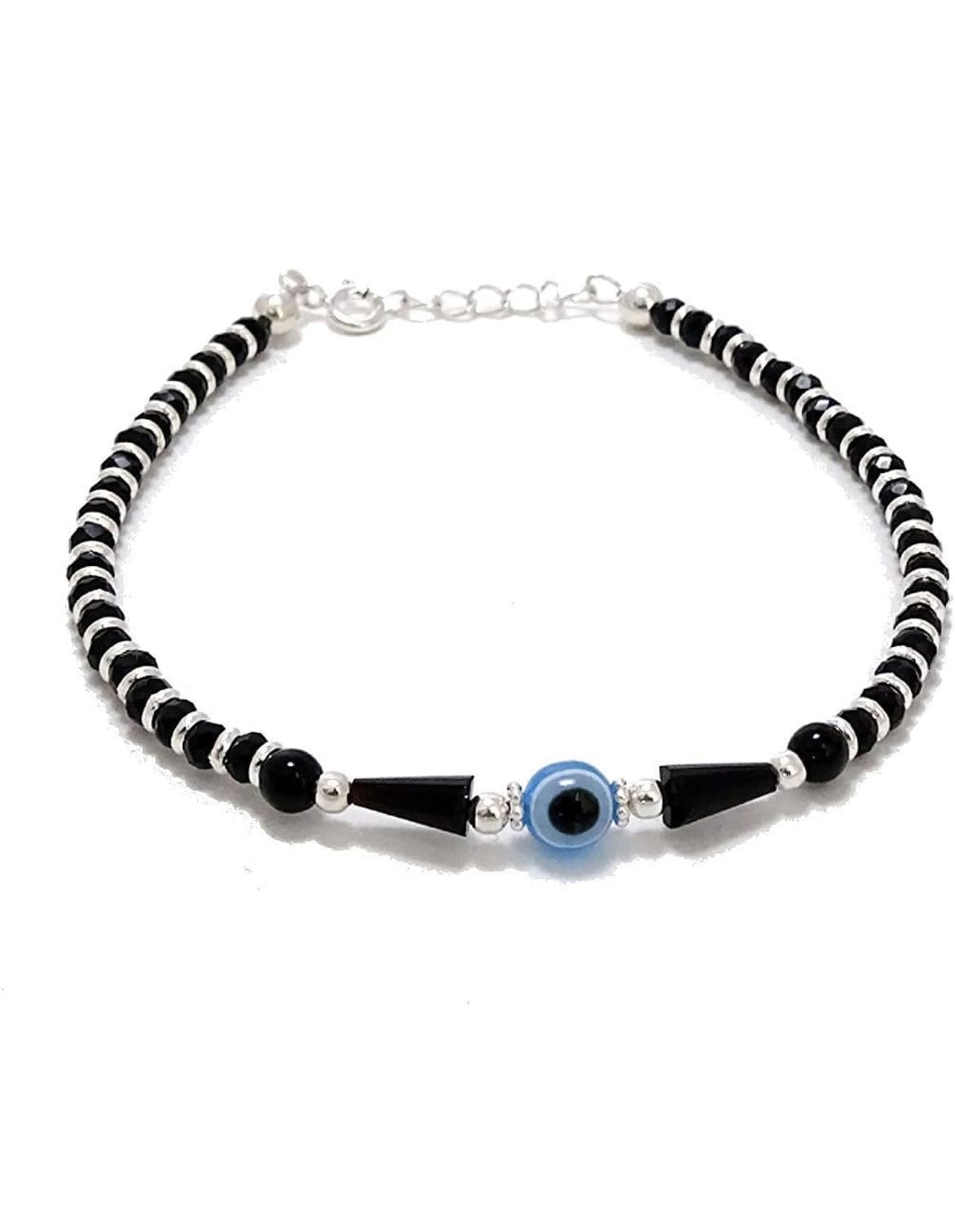 HULASI Evil Eye Bracelet 92.5% Pure Sterling Silver Bracelets | for Men and Women, Boys and Girls | Nazariya Crystal Black Beads (Two Balls Wide Dhaga) (B0BQNF2HXM) Amazon Price History, Amazon Price Tracker