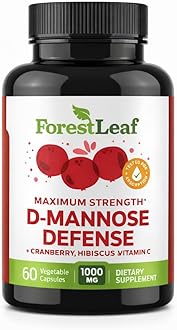ForestLeaf D Mannose 1000mg Capsules - D-Mannose with Cranberry, Hibiscus & VIT C, Urinary Tract Health for Women and Men, Organic DMannose Pills for UTI, Urinary Health & Bladder Support 60 Capsules