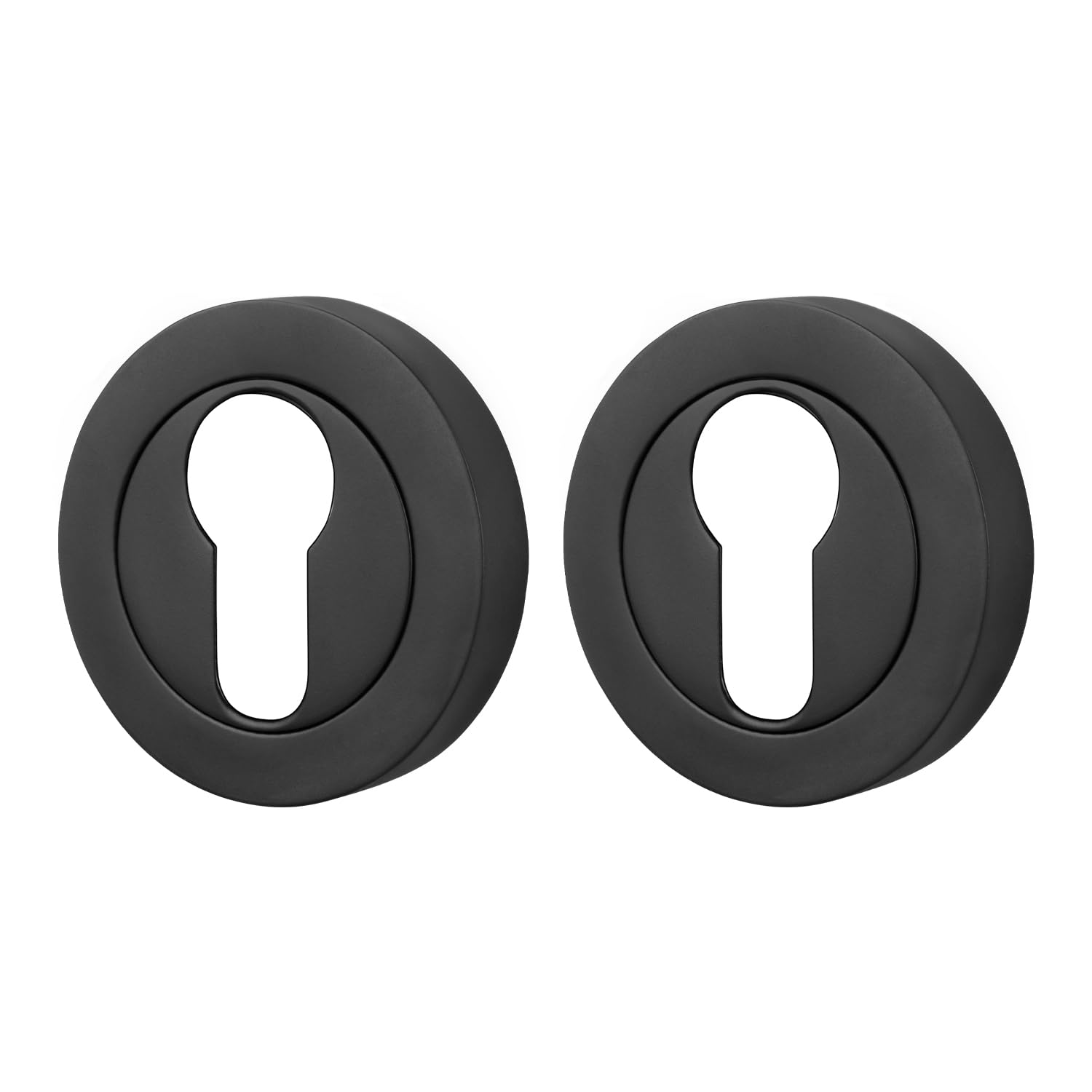 Eai Matt Black Black Euro Keyhole Cover Escutcheon, 1 Pair Euro Cylinder Profile 51Mm - Oliena Range