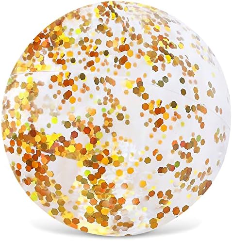 AMOR 16 inch Inflatable Beach Ball Swimming Pool Balls Glitter Beach Ball for Summer Parties Birthday Pool Party Favors