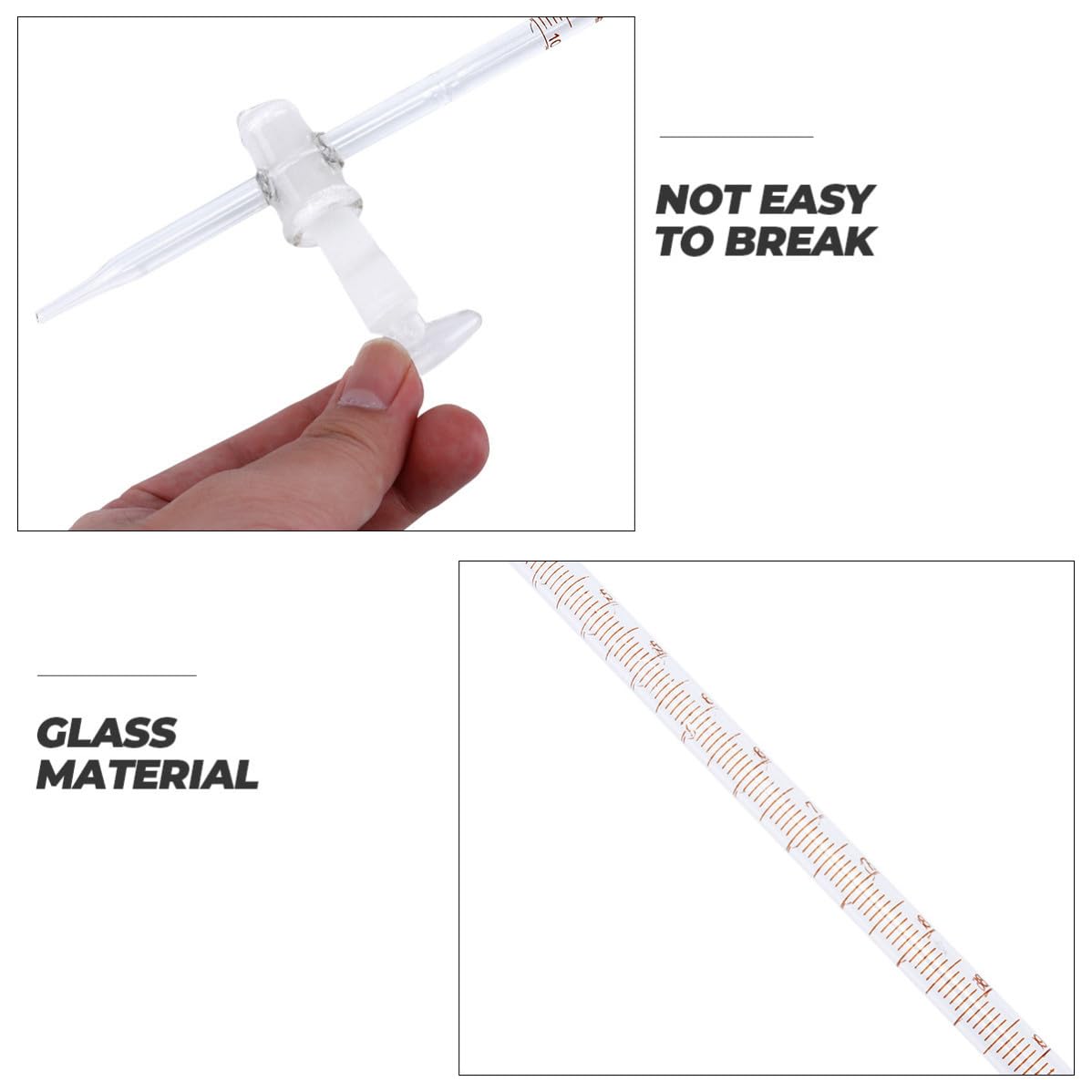 Pipette Graduée en Verre 10ml Compacte et Résistante la Corrosion pour Laboratoire, Équipement pour Chimie et Usage Élève