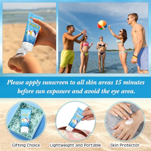 Image of 24 Pcs Travel Size Mini Sunscreen Bulk for Summer Vacation Spf 30 Water Resistant Sunscreen Lotion Sunblock for Thank You Gifts Hawaiian Wedding Pool Party Favor (Beach Ball)