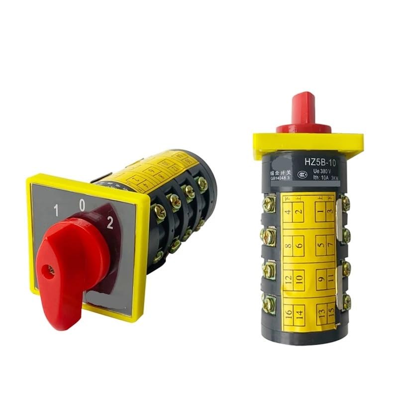 Changeover Switch 3 Position 380V 10A 4 Poles Rotary Cam Switches Manual Selector HZ5B-10/4 M08 1Pcs