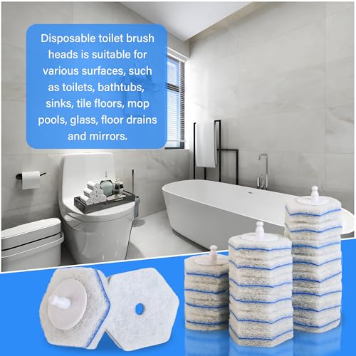 Image of 50PCS Toilet Bowl Wand Refills, Disposable Toilets Brush Heads with Gloves, Wall Mounted Toilet Scrubber Refill, Toilets Wand Refills Upgraded Heads Compatible with Cloro x Wands Refill