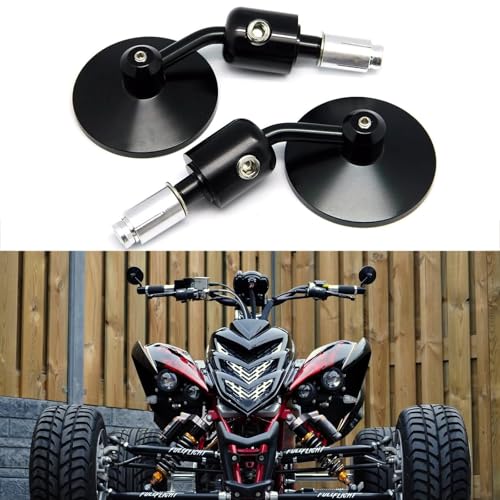 Image of Motorcycle Side Mirrors Round 7 /8 inch Handle Bar End Compatible With Street Bike Cafe Racer Sports bikes Chopper Cruiser Sport FZ8 FZ-07 09