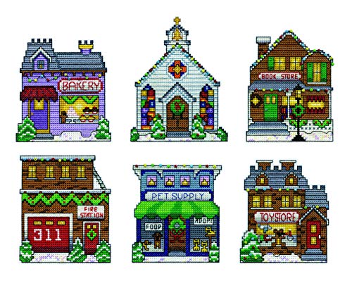 Design Works Crafts Cross Stitch Ornaments Kit-Makes Set Of 6, Various #TOP21