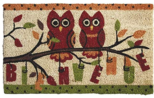 AUBRY GASPARD - Paillasson en Coco avec Inscriptions Hiboux Bienvenue - Coco et Latex - Dimensions 75 x 45 x Épaisseur 1.5 cm - Motif Original Chouettes -...