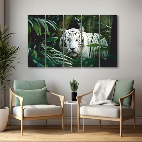 Image of The Castle Decor Tiger trees painting with frame 5 Big Size (27x48) Wall Art for living room,Bedroom,Drawing room,Hotels-Digital Painting