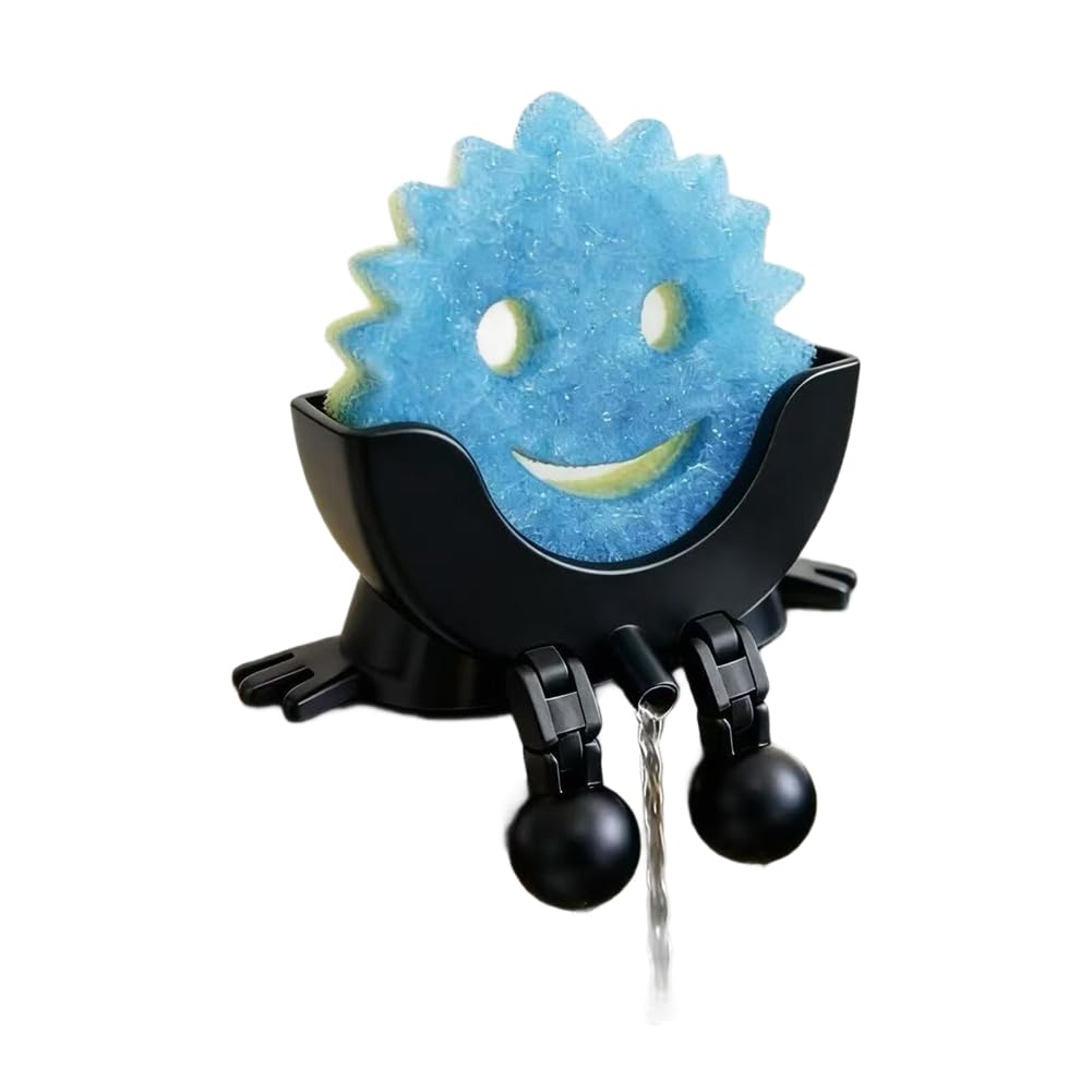 UDSKNV[KSL Cute for Kitchen Sink Sponge Holder, Hanging Scrub Ponge with Drainage, Ideal for Peeing Black