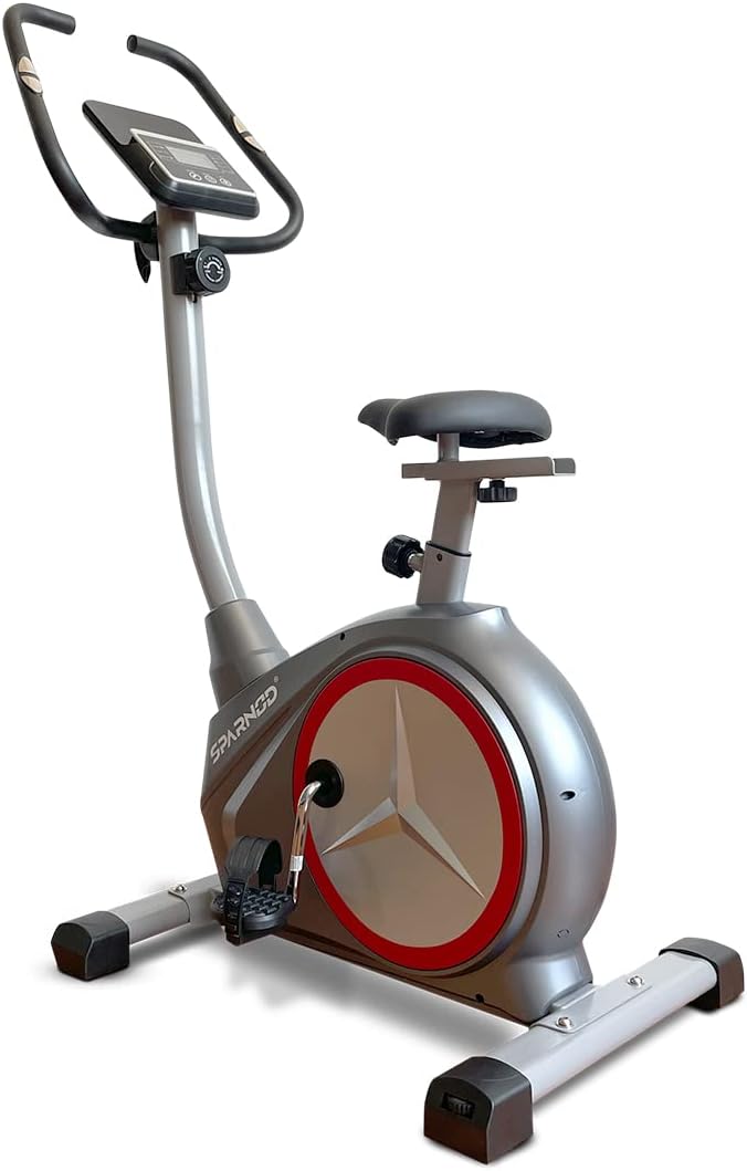 SUB-54 Upright Exercise Bike for Home Gym - LCD Display, Height Adjustable Seat, Compact design 4Kg Flywheel and Heart Rate Sensors Perfect Cardio Exercise Cycle Machine