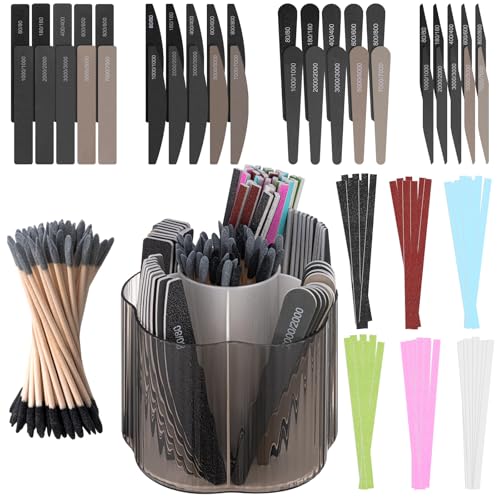 Lasnten LASNTEN-ROTATING HOLDER-01 131 Pcs Sanding Sticks Set 360 Degree Rotating Holder 40 Polishing Sticks 30 Sanding Twigs 60 Double Side Slanted Sanding Twigs cover