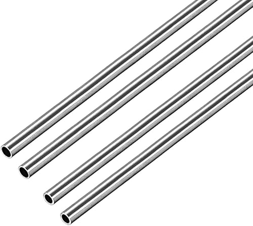 uxcell Tubo de acero inoxidable 304, 0.118 in de diámetro exterior de 0.008 in0.016 in de grosor de pared 9.843 in de longitud, paquete de 4
