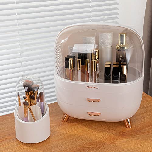 Obmmirao Elegant Dustproof Makeup Storage Organizer Box, Waterproof Large Cosmetics Organizer Storage With Drawers Skincare Cosmetic Display Cases For Countertop Bathroom Dresser Dedroom #TOP4