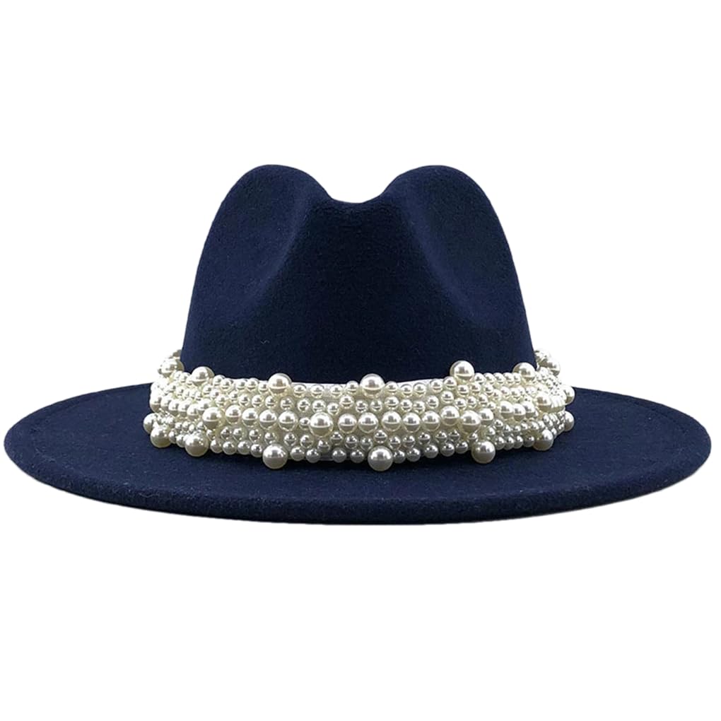 Cappello di lana Jazz Fedora Cappelli Casual Uomo Donna Pelle Perla Nastro Cappello di Feltro Panama Trilby Cappello Formale Festa