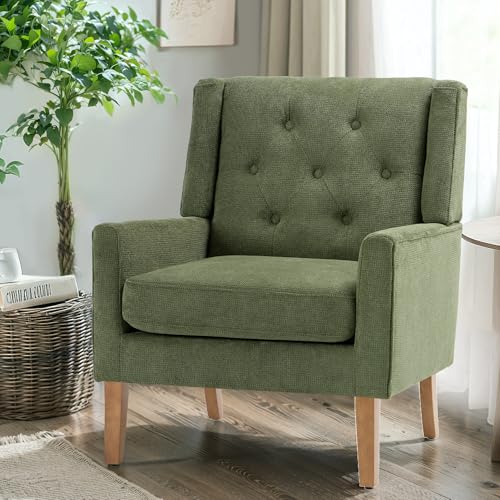 MALOL Mid-Century Living Room Chair, Modern Wingback Accent Chairs, Upholstered