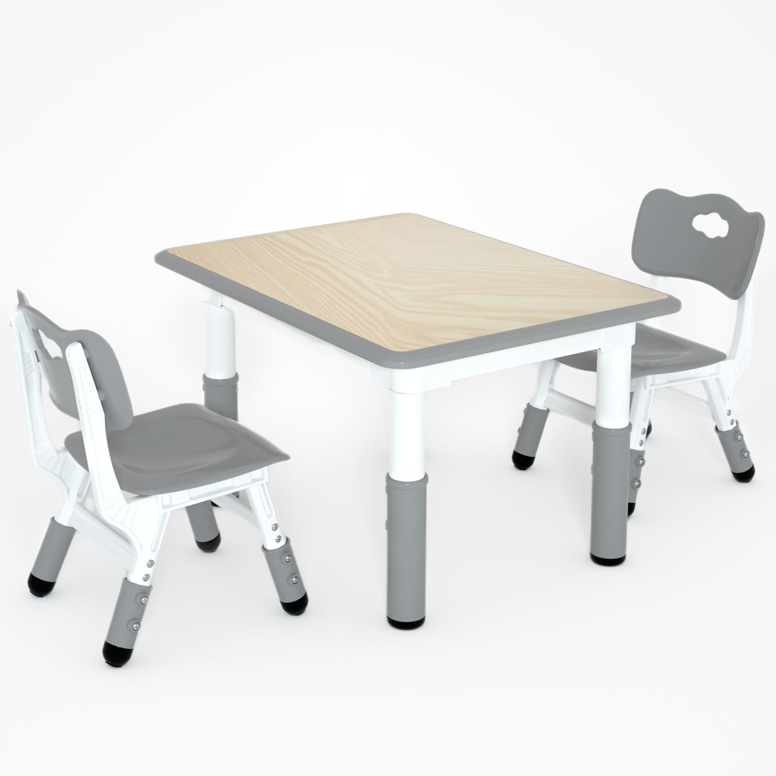 LulliSpace Kids Table and 2 Chairs Set Height Adjustable Children Table Chair Toddlers Study Multi-Activity Table with 31