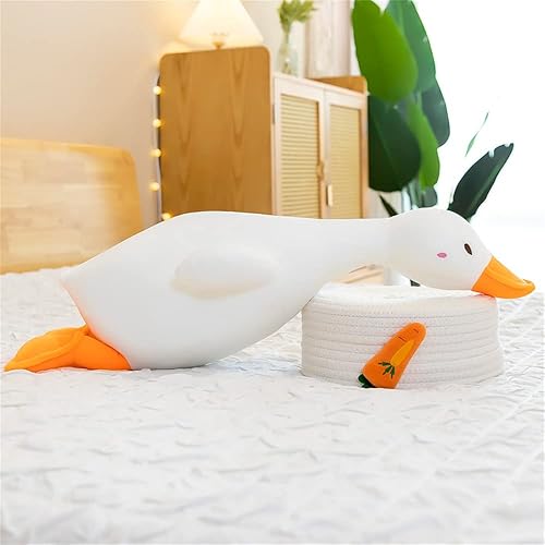 Miniatura 5 de Almohada de felpa de pato, bonito animal de peluche gigante de ganso, almohada súper suave para abrazar para ropa de cama de niños (blanco, 25.5