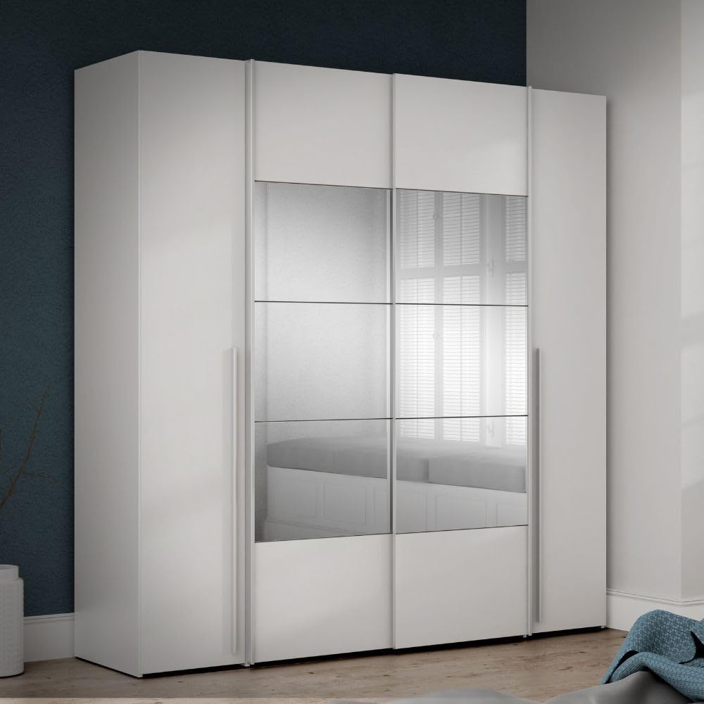 Armadio Camera da Letto 2 Ante, Guardaroba Camera da Letto 200.1x61.2x210.5 cm Colore Bianco