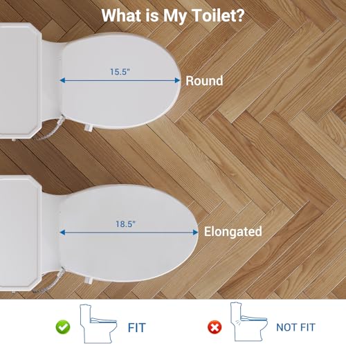 Bidet Toilet Seat for Elongated Toilet, PP Non-Electric Cold Water Bidet Attachment with Self-Cleaning Spray Nozzle, Hygienic Toilet Seat Cover for Women, Easy to Install, White, 19 Inch