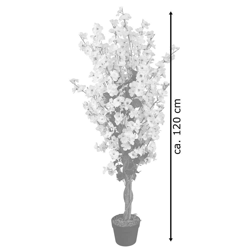 Decovego Ciliegio Pianta Artificiale Albero Fiore di ciliegio Tronco in Vero Legno Decorazione d'interni Deco 120 cm