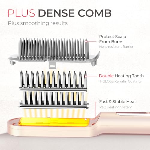 Ionic Hair Straightener Brush for Women - Titanium Coating, Professional Styling Tool