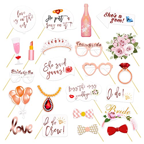 Flintronic 23 Stück Hochzeit Foto Requisiten，Photo Booth，JGA Accessoires Frauen JGA Foto Requisiten Fotobox Accessoires，Fotobox Accessoires Hochzeit, Junggesellinnenabschied Frauen Deko Accessoires