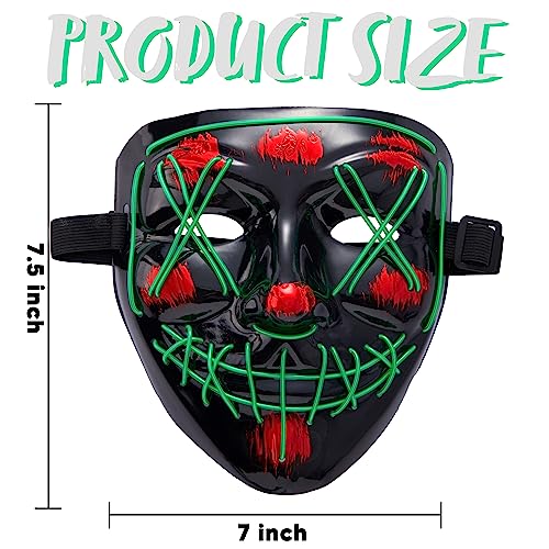 Image of JOYIN Halloween Led Mask, Light Up Mask and Gloves for Cosplay Costume (Green), 3 Modes Scary Glow in The Dark Masks for Boys Girls Halloween Party Dress Up Accessories, Gifts Giving