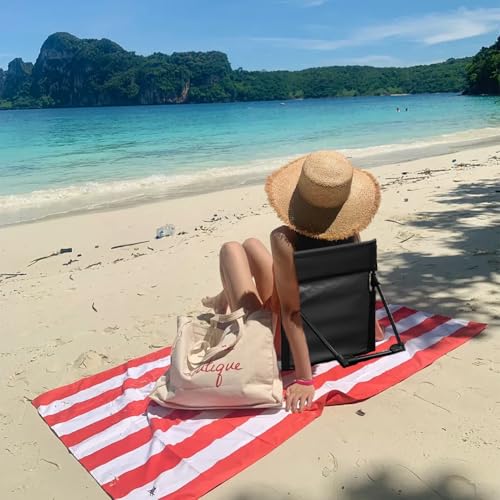 CEWROM Strandkorb mit Rückenlehne, Bodenstuhl Gefaltetes Sitzkissen, Sitzunterlage Outdoor, Tragbar Meditationsstuhl Strand Klappkissen Sitz, Stadion Sitzkissen, Strandsitz Strandstuhl Klappbar Leicht
