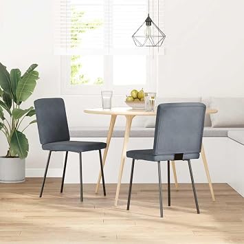 Modern Dining Chairs Set of 2, Dark Grey Velvet Upholstered Side for Kitchen Dining Room, Comfortable Accent Chairs with Sturdy Plywood Frame, Easy Assembly