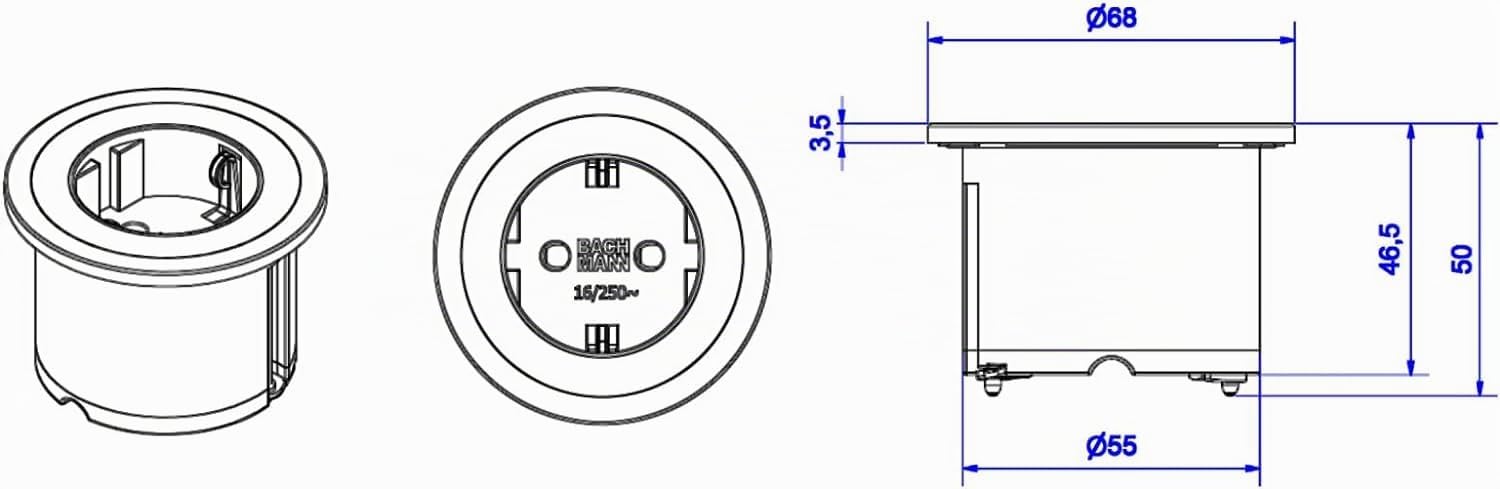 Bachmann 926.000 PIX Unidades de Toma de Corriente, 1x Enchufe con Puesta a Tierra, Negro