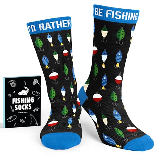 Fishing Gifts For Men - Comfy Socks With Fly Fishing Accessories Design Perfect Birthday Gifts For Men Great Gift For Dad Cool And Unique Gift For Dads Fun For Any Occasion