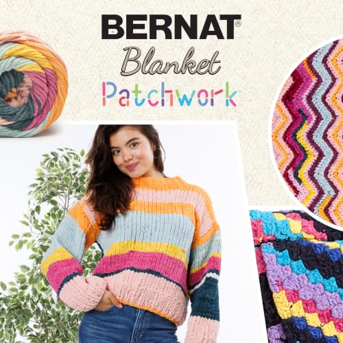 Image of Bernat Blanket Patchwork Yarn for Crocheting Soft, Prism Splash, 2-Pack | #6 Super Bulky Yarn, 100% Polyester, Soft Crochet Yarn for Blankets, Knitting & DIY Crafts, 220yds, 300g /10.5oz per skein