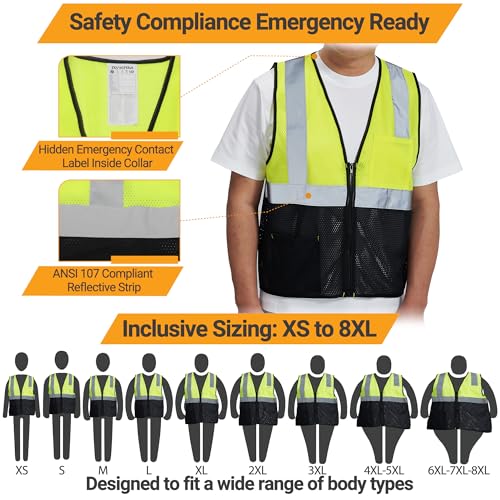 Image of AYKRM 2 Pocket Mesh High Visibility Reflective Safety Vest for men & Women ANSI /ISEA 107 Standards