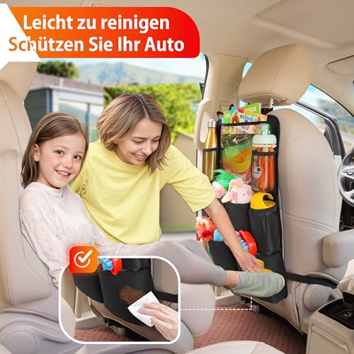 SURDOCA Autositz-Organizer – 4th Generation verbesserter Auto Rücksitz für bis zu 11-Zoll Tablet, 8 Taschen, Kinderspielzeug-Aufbewahrung, wasserdichter Rücksitzschutz für Kinder