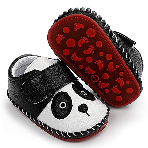 Image of HsdsBebe Baby Boys Girls Pu Leather Hard Bottom Walking Sneakers Toddler Rubber Sole First Walkers Infant Cartoon Slippers Crib Shoes
