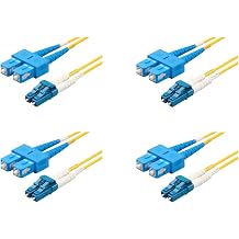 SpeedyFiberTX 4-Pack 2 Meter LC/U to SC/U Fiber Patch Cable, Corning SMF-28 Singlemode 9/125um Ultra Optical Fiber, OS1/OS2 Compatible, Duplex Yellow Riser OFNR Cable Jacket