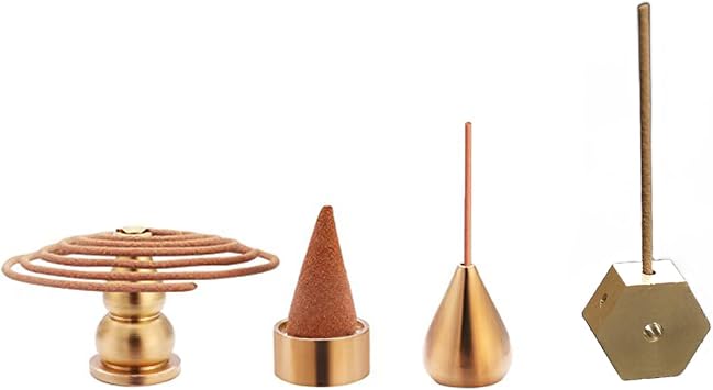 Brass Incense Burner, Incense Cone Holder, Coil Incense Holder, Incense Stick Holder, Hexagonal Shape Burner Plate Holder Censer, 4 Styles.