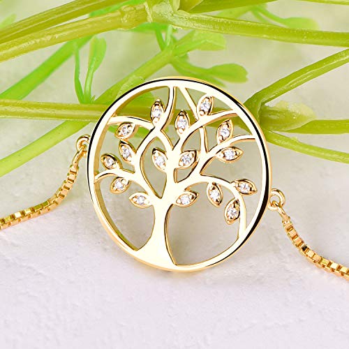 YL Tree Bracelet 925 Sterling Silver Tree of Life Link Bracelet Birthstone Jewelry for Women4