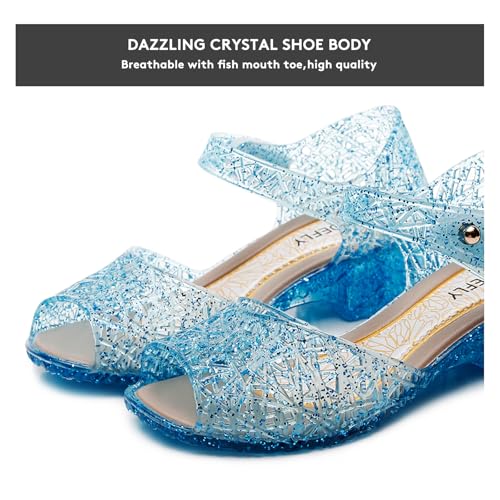 Princess Jelly Flats for Girls - Sparkly Dress Up Sandals for Birthday Party, Snow Queen Cosplay, Toddler & Kids (Ages 3-8) | Lightweight Ballet Heels for Little Girls2