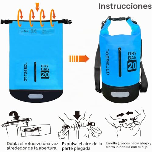 Miniatura 3 de Blackace Arteesol Bolsa Estanca, Dry Bag - 5l 10l 20l 30l Bolso Seco Impermeable Seca Bolsa Para Kayak Paseo En Barco Canoa Pesca Rafting Camping Playa Natación Snowboard