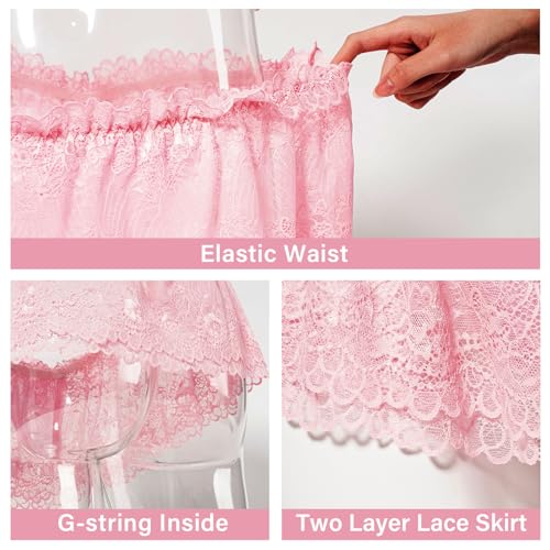 Mens Lace Skirted Thongs Sexy Underwear Sissy Panties3